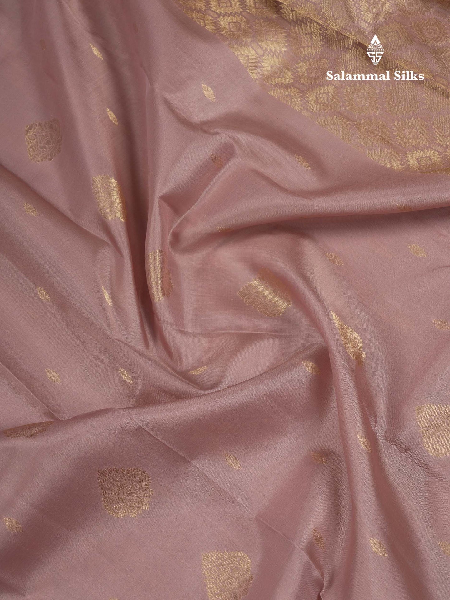 Beautiful Light Chocolate Pure Kanjivaram Silk Saree With Traditional Border
