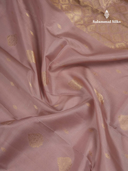 Beautiful Light Chocolate Pure Kanjivaram Silk Saree With Traditional Border