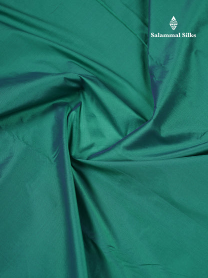 9.5 Yards Semi Silk Saree Saffire Green with Contrast Purple Traditional Border