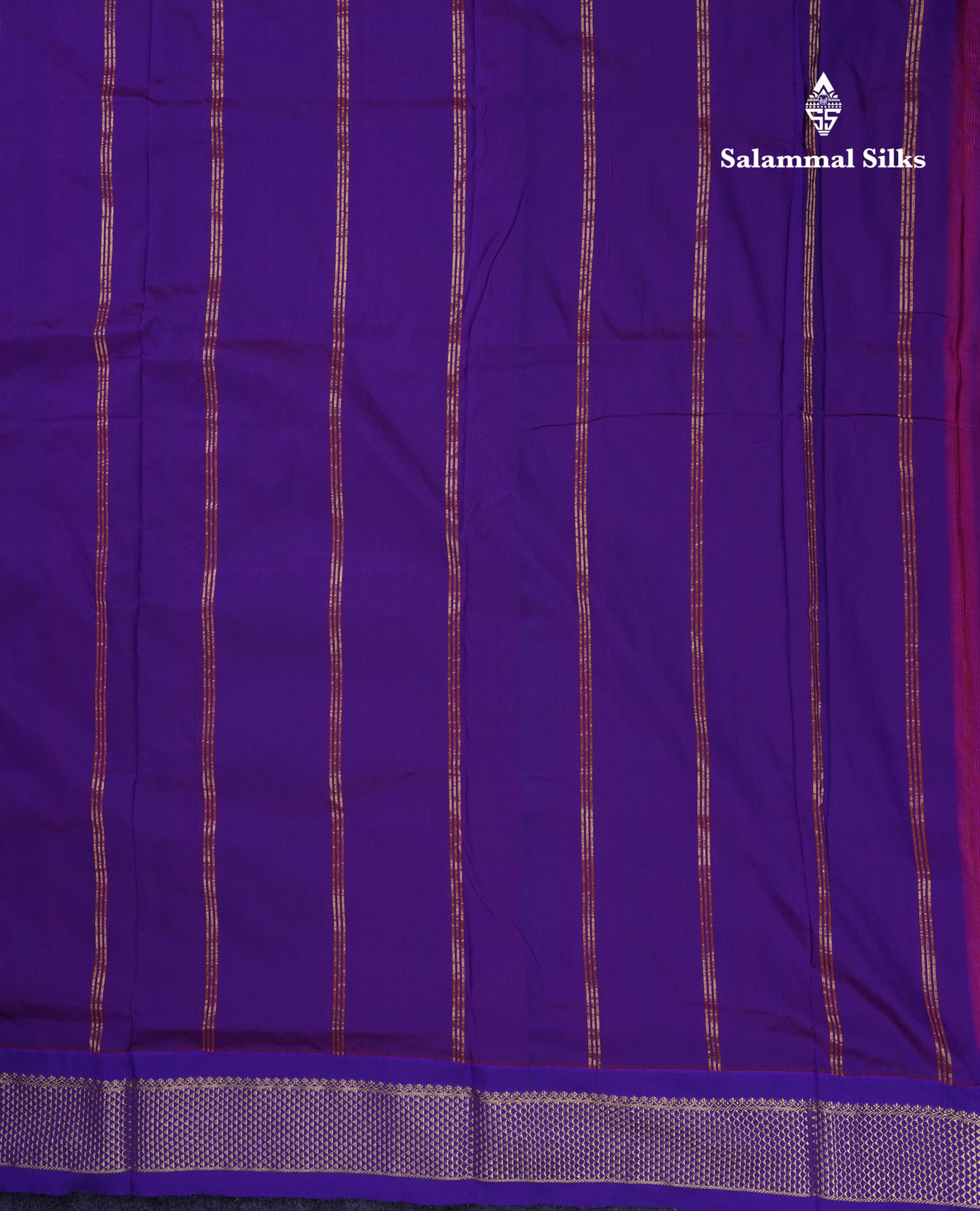 9.5 Yards Semi Silk Saree Magenta Pink With Contrast Violet Traditional Border