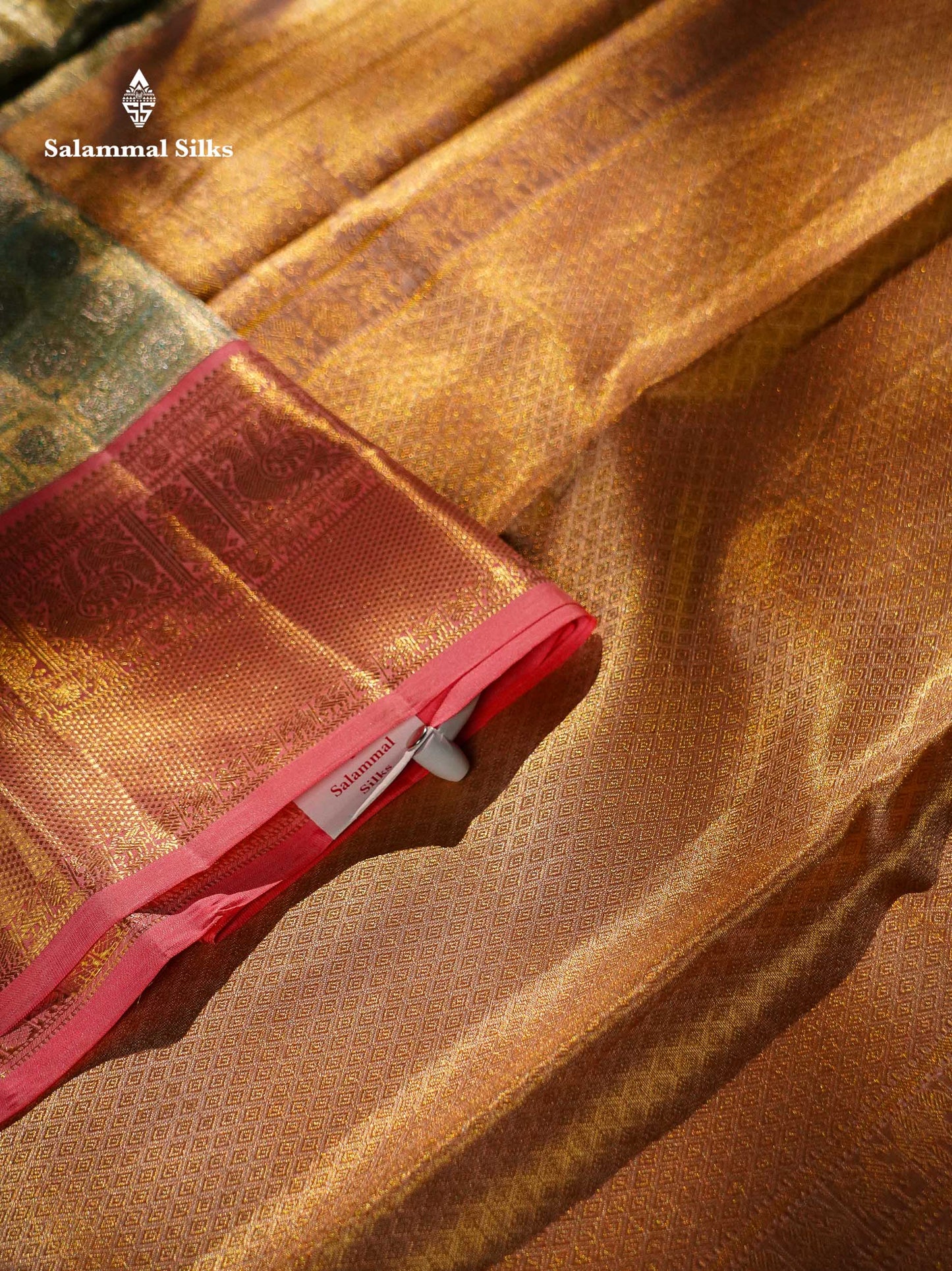 Beautiful Sapphire Blue Tissue Bridal Pure Kanjivaram Silk Saree With Contrast Peach Traditional Border