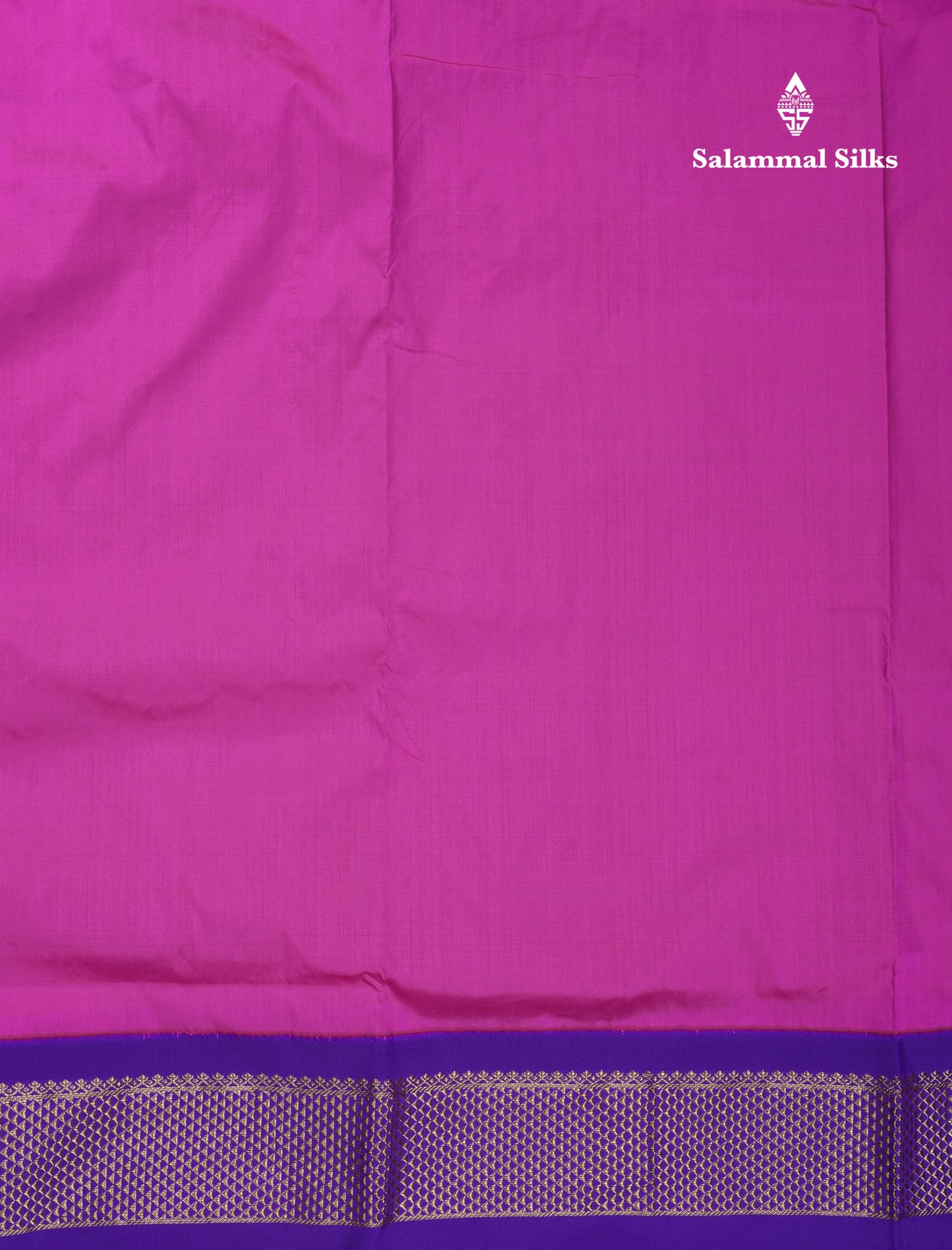 9.5 Yards Semi Silk Saree Magenta Pink With Contrast Violet Traditional Border