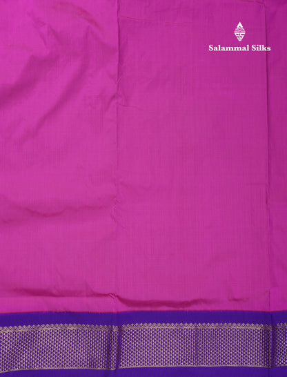 9.5 Yards Semi Silk Saree Magenta Pink With Contrast Violet Traditional Border