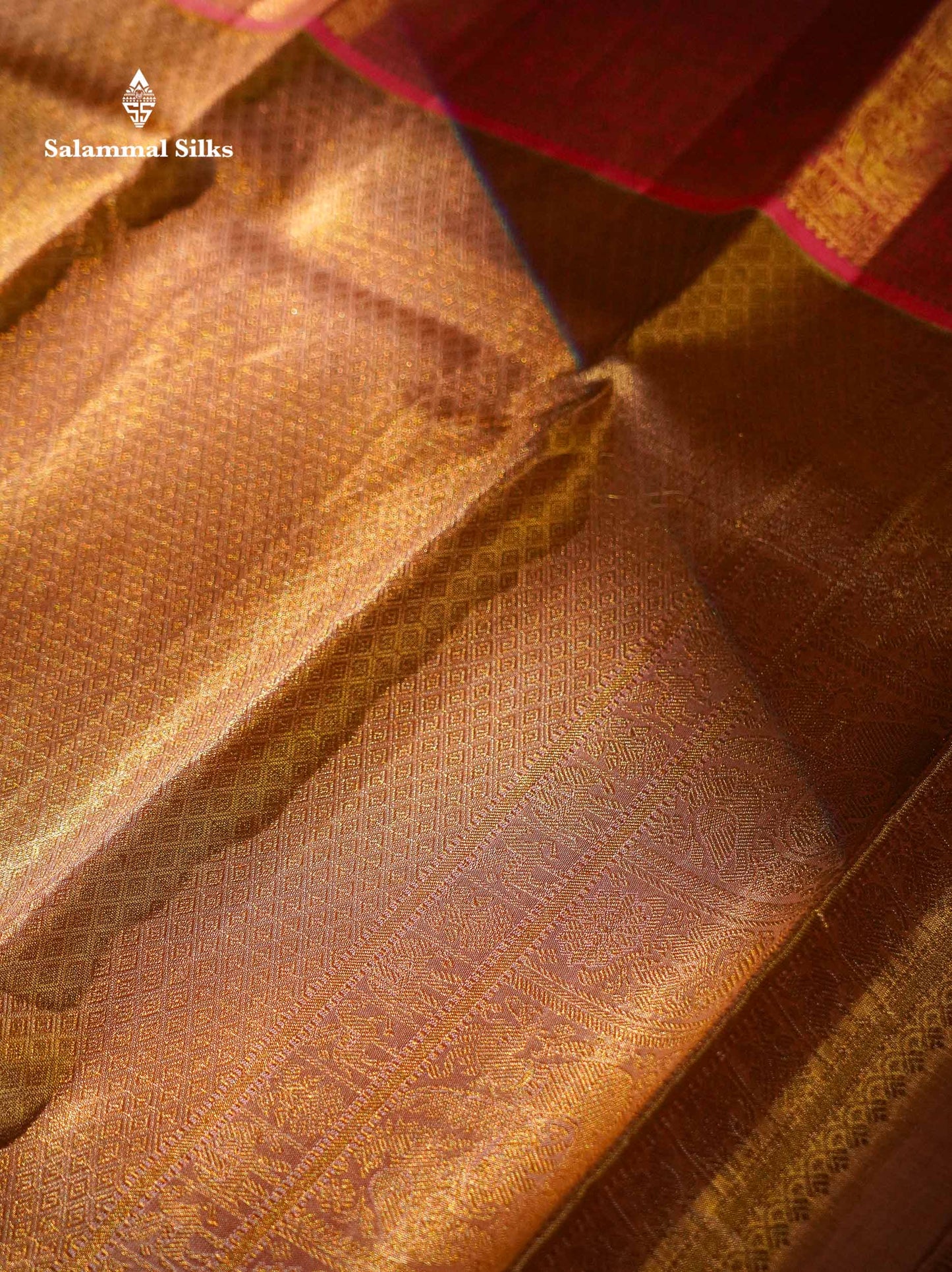 Beautiful Sapphire Blue Tissue Bridal Pure Kanjivaram Silk Saree With Contrast Peach Traditional Border