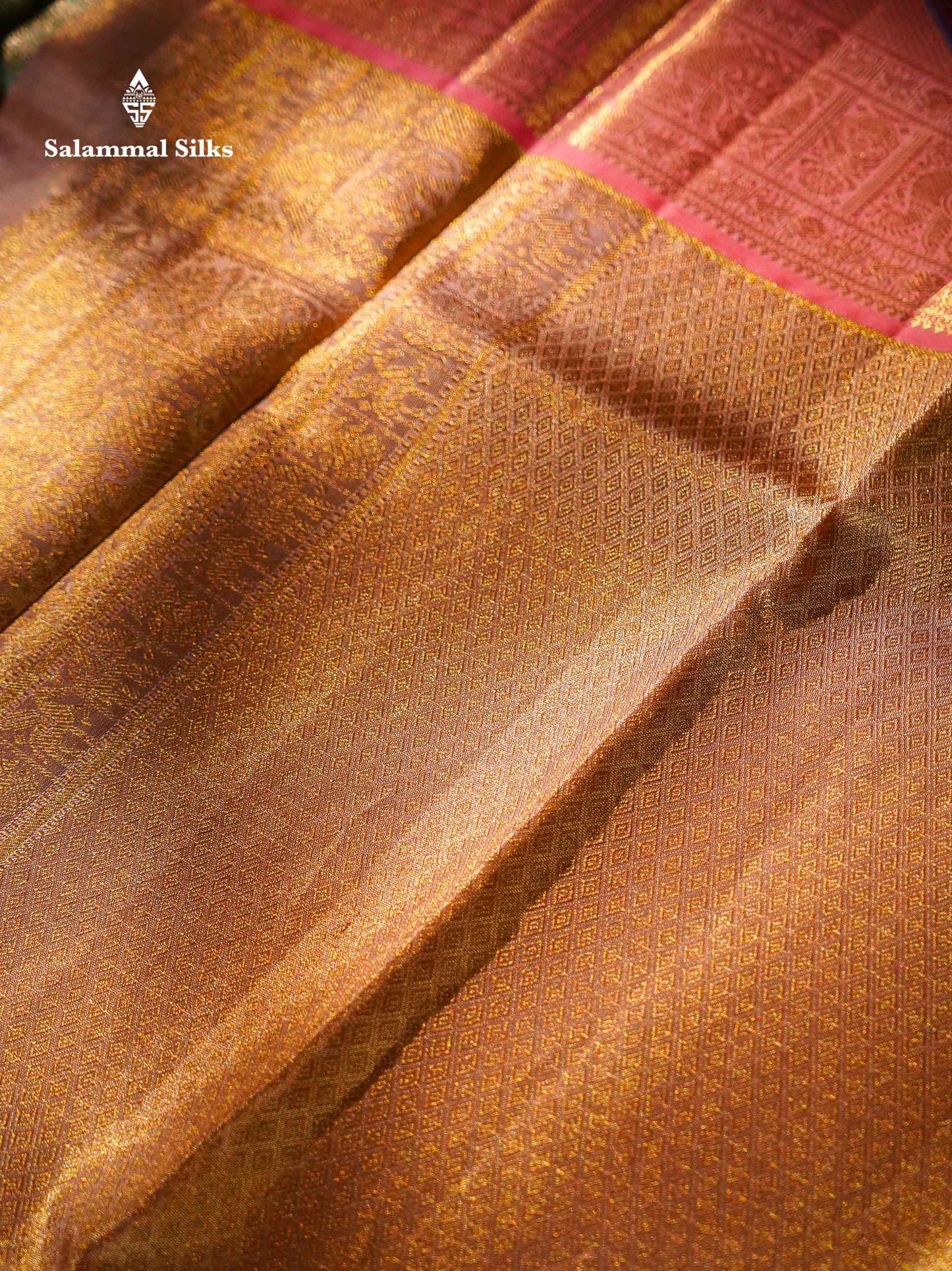 Beautiful Sapphire Blue Tissue Bridal Pure Kanjivaram Silk Saree With Contrast Peach Traditional Border