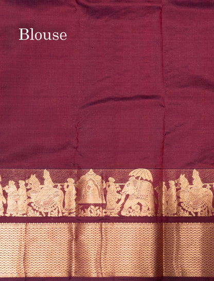 Maroon Colour Pure Kanjivaram Silk Saree with Pallakku Border