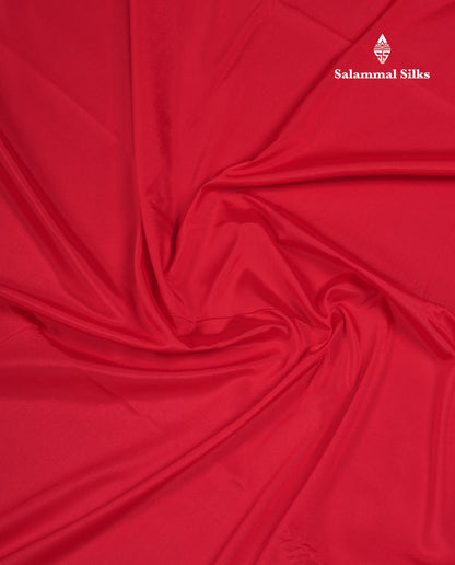 Beautiful Chilly Red Plain Semi Mysore Silk Saree With Small Traditional Zari Border