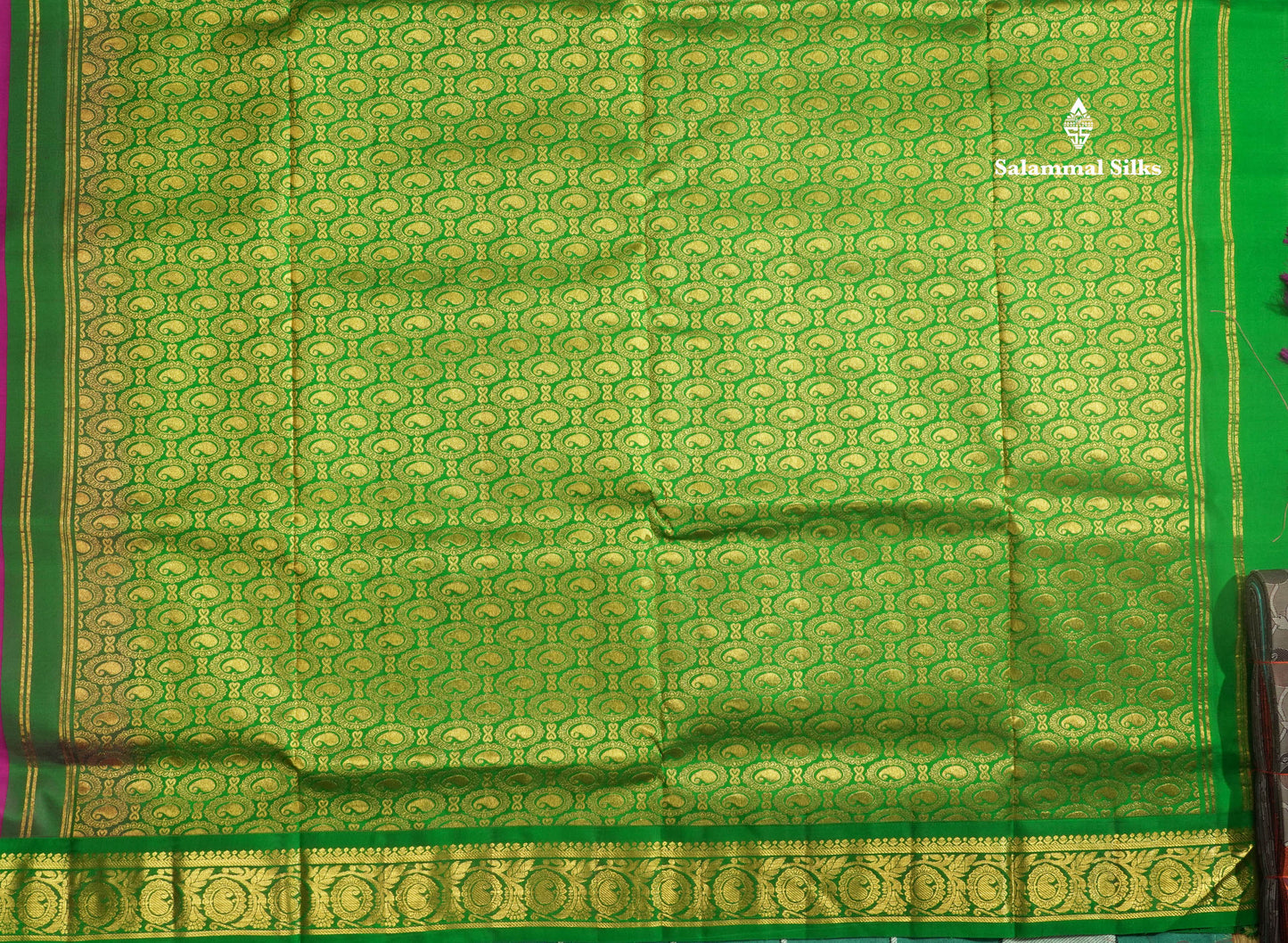 Beautiful Purple 9Yards Pure Silk Saree With (3.7inch) Green Border