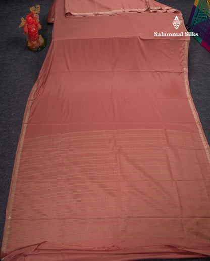 Beautiful Chilly Red Plain Semi Mysore Silk Saree With Small Traditional Zari Border