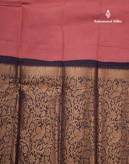 Beautiful Rust Orange Plain Pure Sungudi Cotton Saree With Contrast Brown Long Border