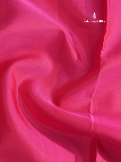 Korvai Beautiful Pink 10 Yards Pure Silk Saree With (5.3 inch) Violet Border