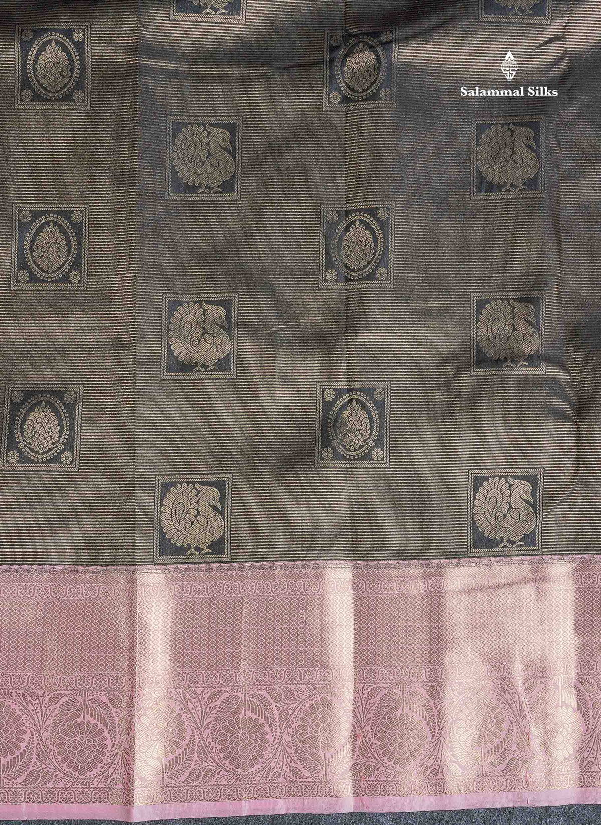 Bridal Semi Silk Saree - Black Colour Body With Contrast Baby Pink Evening Morning Border