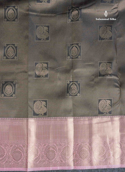 Bridal Semi Silk Saree - Black Colour Body With Contrast Baby Pink Evening Morning Border