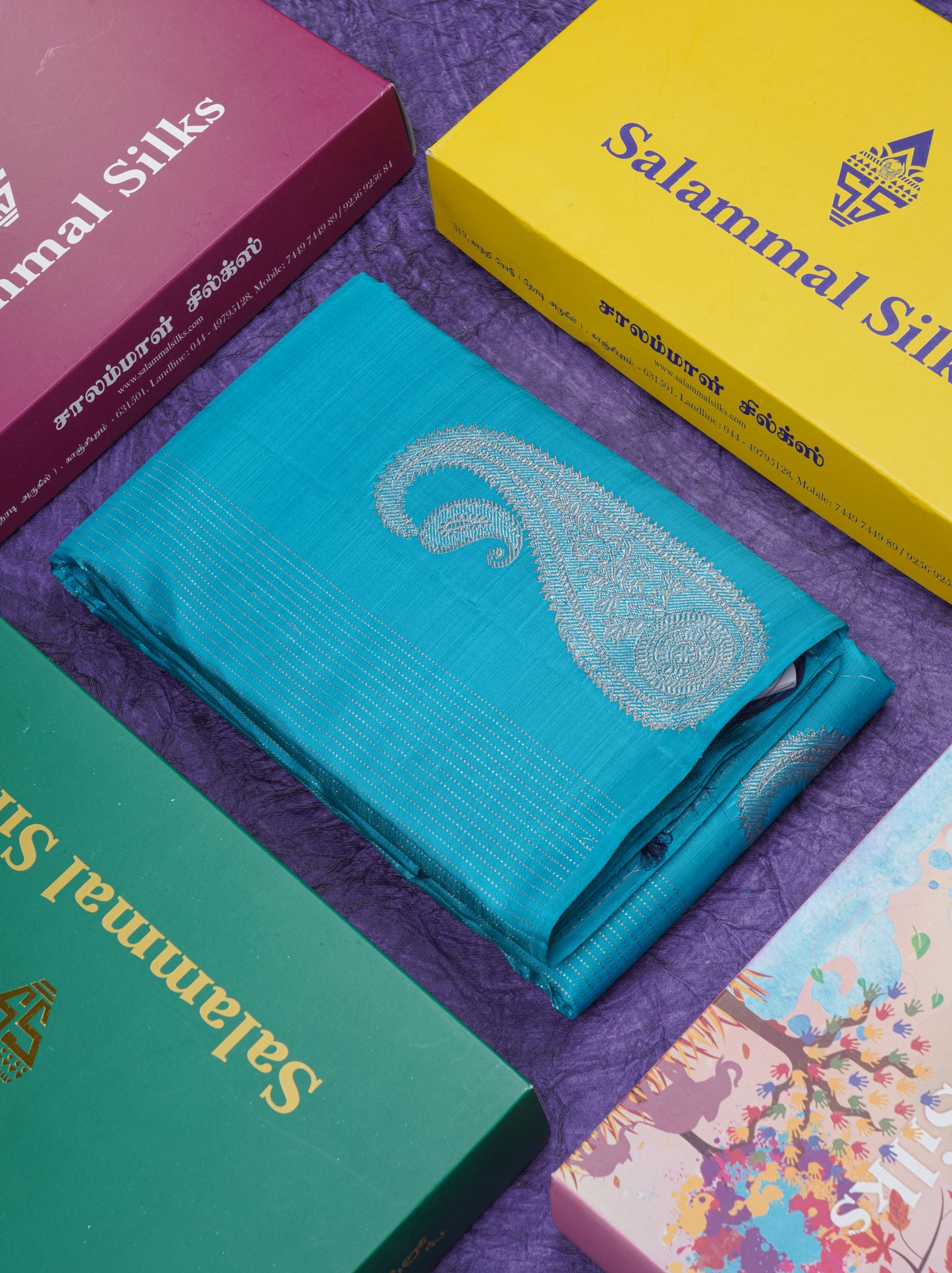 Beautiful Sky Blue Fancy Pure Kanjivaram Silk Saree With Contrast Navy Blue Blouse