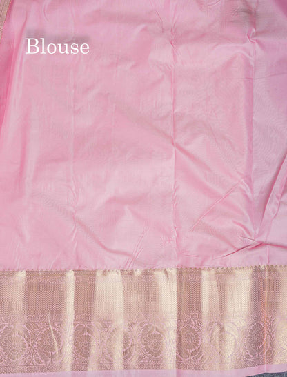 Bridal Semi Silk Saree - Black Colour Body With Contrast Baby Pink Evening Morning Border