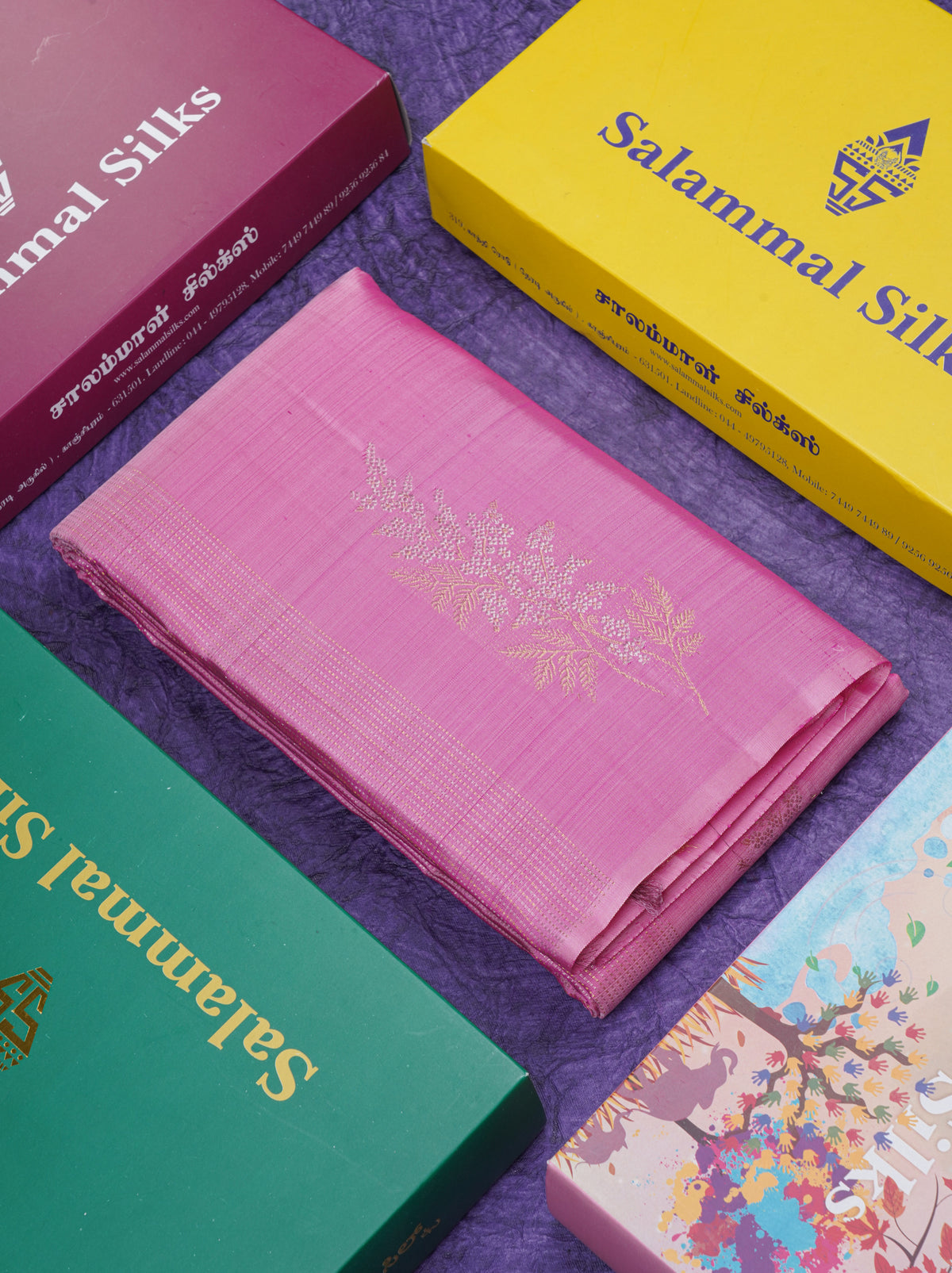 Beautiful Baby Pink Fancy Pure Kanjivaram Silk Saree With Contrast Magenta Blouse
