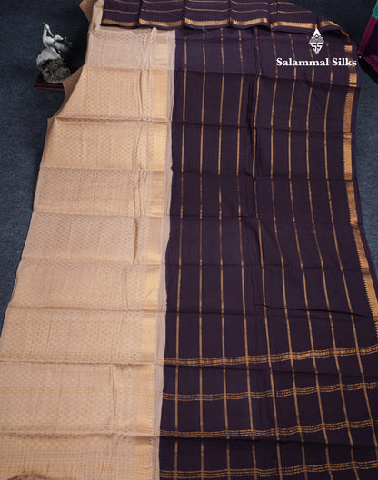 Beautiful Dark Purple Pure Sungudi Cotton Saree With Contrast Sandal Long Border