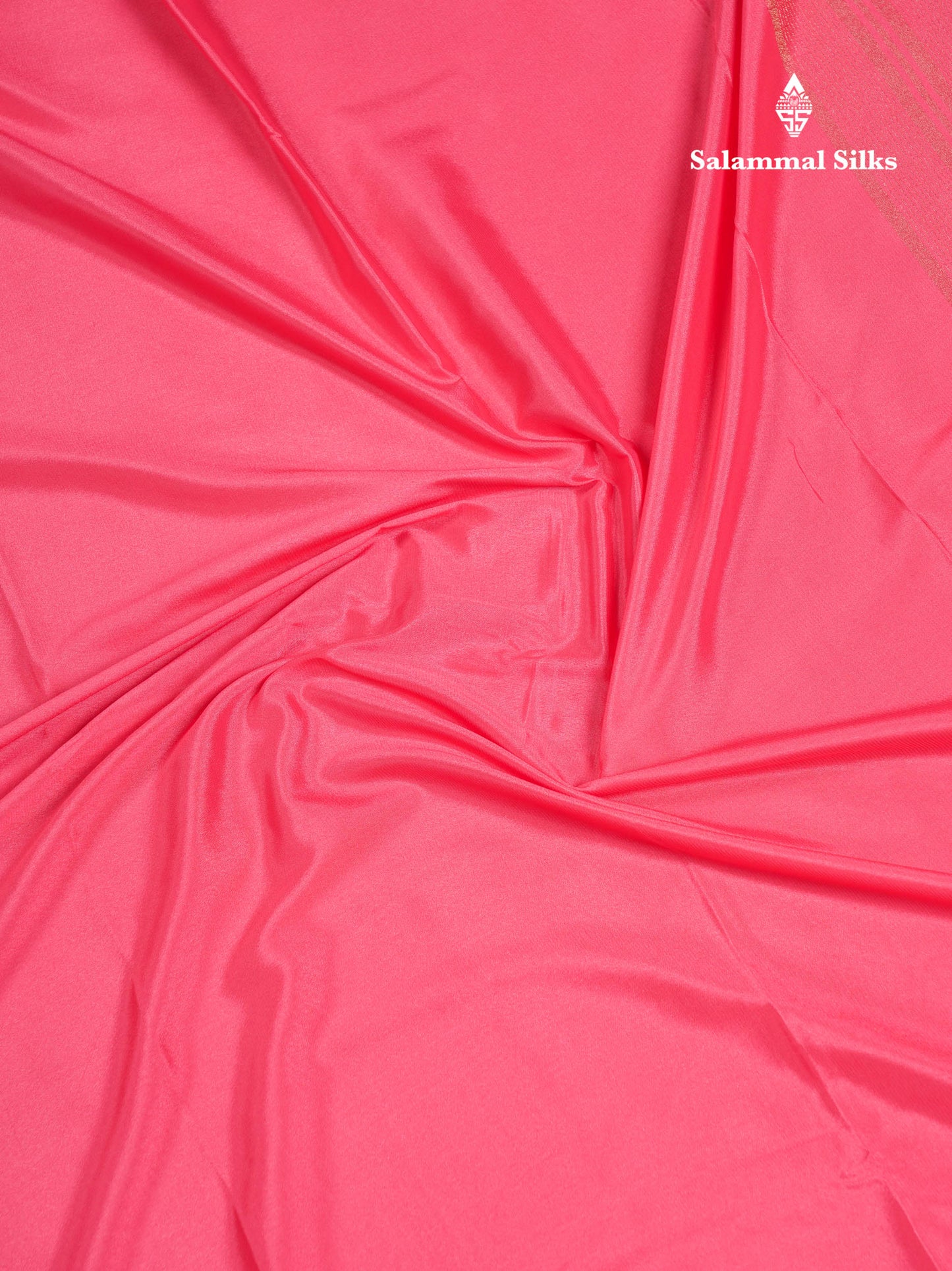 Beautiful Chilly Red Plain Semi Mysore Silk Saree With Small Traditional Zari Border