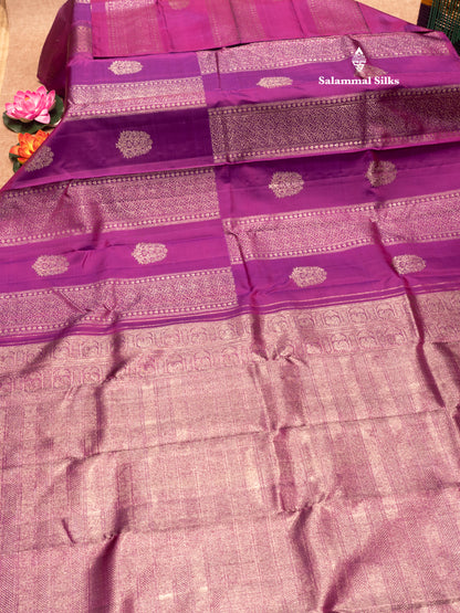 Violet Colour Pure Kanjivaram Fancy Silk Saree