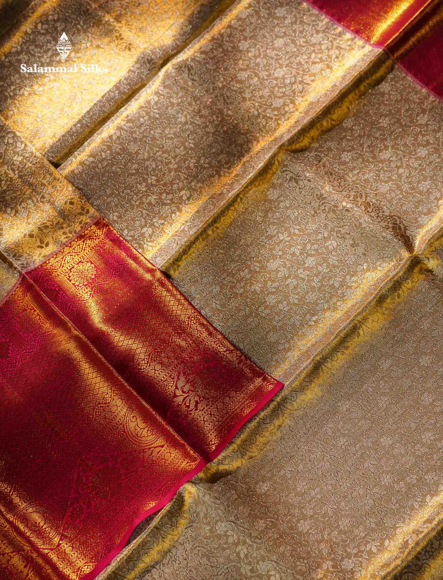 Sandal Tissue Bridal Pure Kanjivaram Silk Saree With Contrast Pink Traditional Evening Morning Border