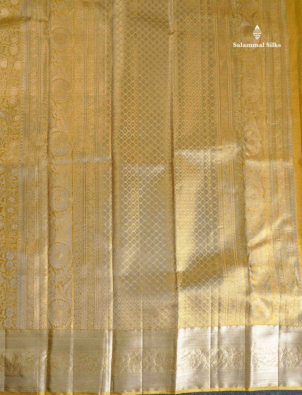 Tissue Bridal Pure Kanjivaram Silk Saree - Gold Colour Body With Traditional Border