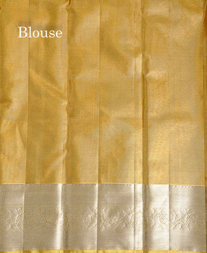 Tissue Bridal Pure Kanjivaram Silk Saree - Gold Colour Body With Traditional Border