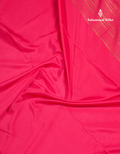 Beautiful Chilly Red Plain Semi Mysore Silk Saree With Small Traditional Zari Border