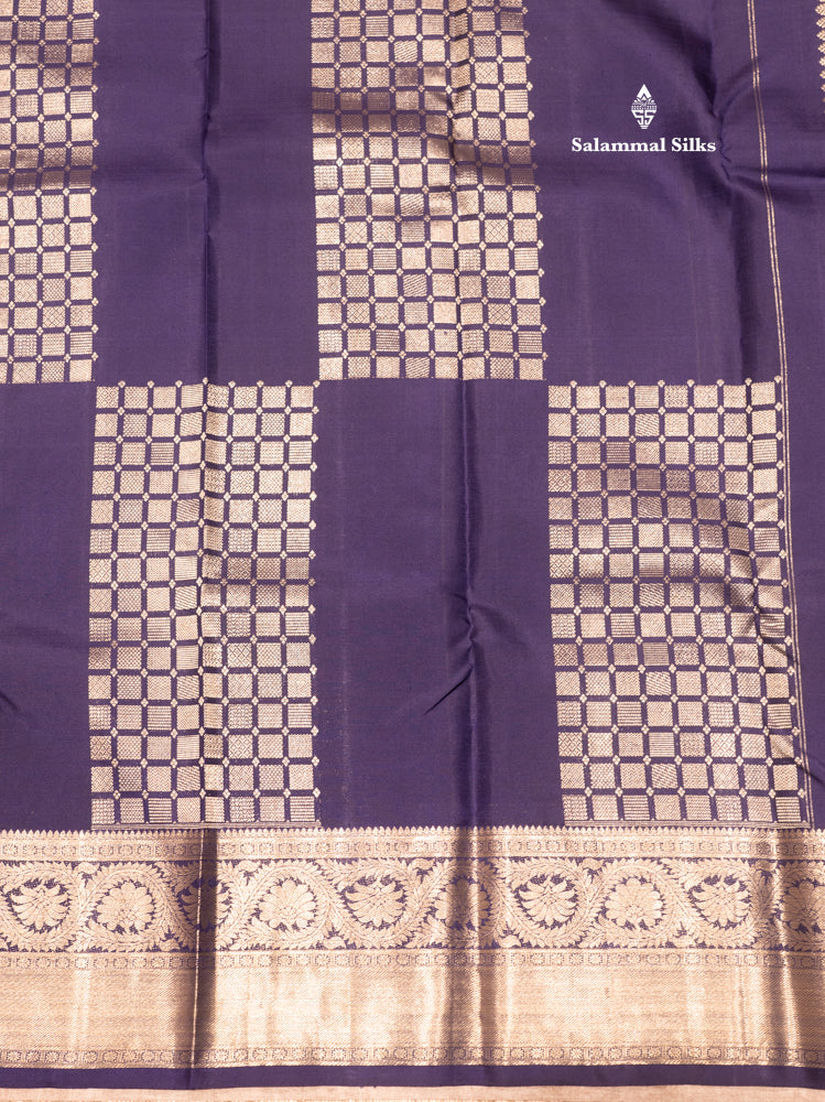 Navy Blue Colour Pure Kanjivaram Silk Saree With Gold Zari Border