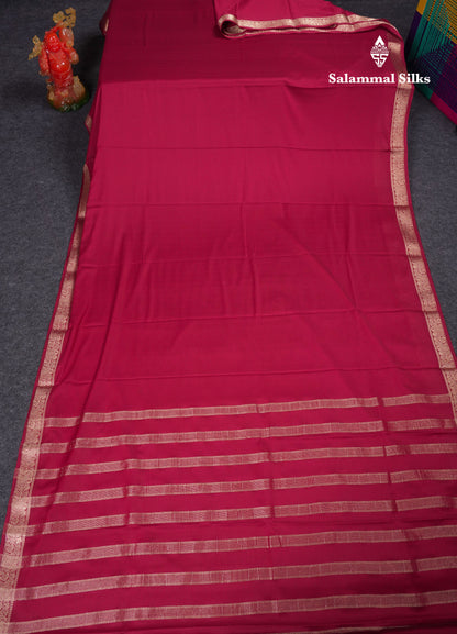 Beautiful Mustard Yellow Plain Semi Mysore Silk Saree With Small Traditional Zari Border