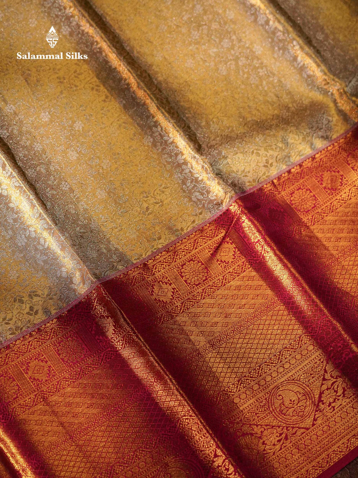 Sandal Tissue Bridal Pure Kanjivaram Silk Saree With Contrast Pink Traditional Evening Morning Border