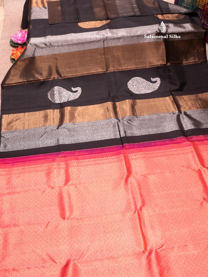 Black Colour Pure Kanjivaram Silk Saree