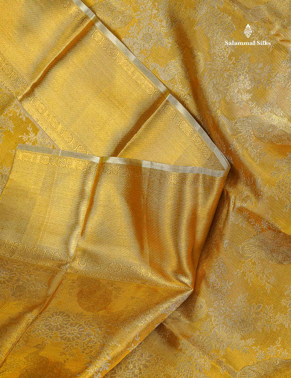 Tissue Bridal Pure Kanjivaram Silk Saree - Gold Colour Body With Traditional Border