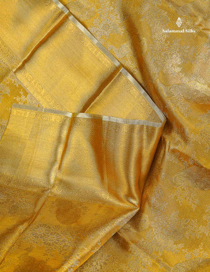 Tissue Bridal Pure Kanjivaram Silk Saree - Gold Colour Body With Traditional Border