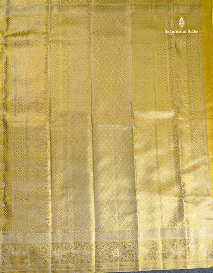 Tissue Bridal Pure Kanjivaram Silk Saree - Gold Colour Body With Traditional Border