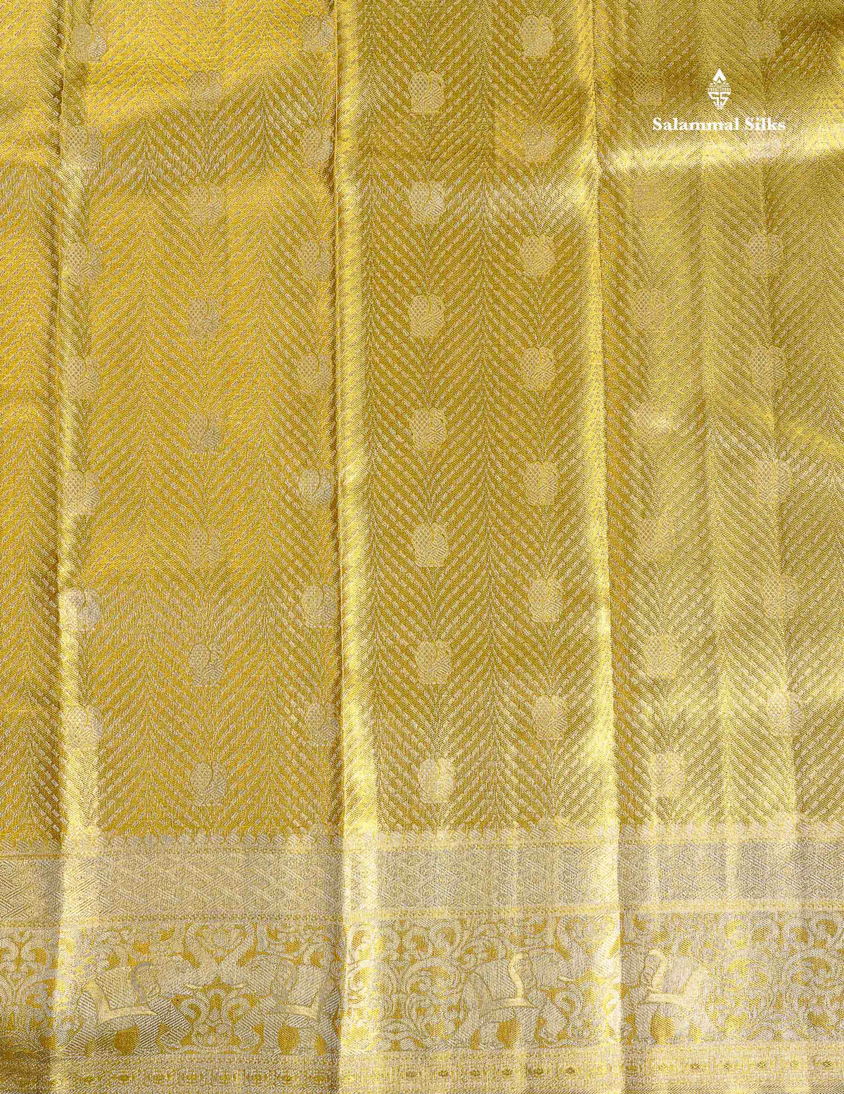 Tissue Bridal Pure Kanjivaram Silk Saree - Gold Colour Body With Traditional Border