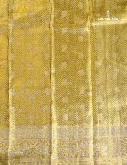 Tissue Bridal Pure Kanjivaram Silk Saree - Gold Colour Body With Traditional Border