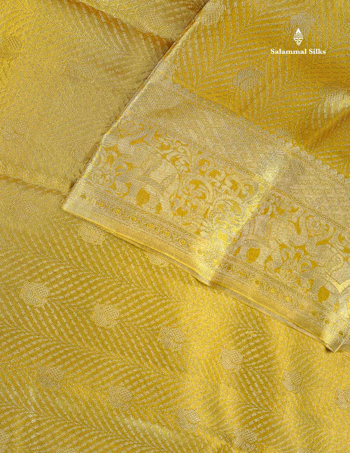 Tissue Bridal Pure Kanjivaram Silk Saree - Gold Colour Body With Traditional Border