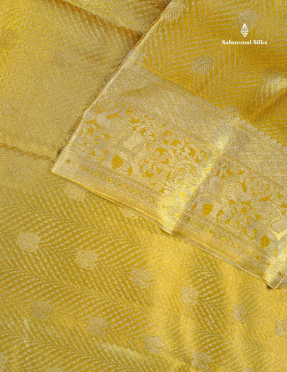 Tissue Bridal Pure Kanjivaram Silk Saree - Gold Colour Body With Traditional Border