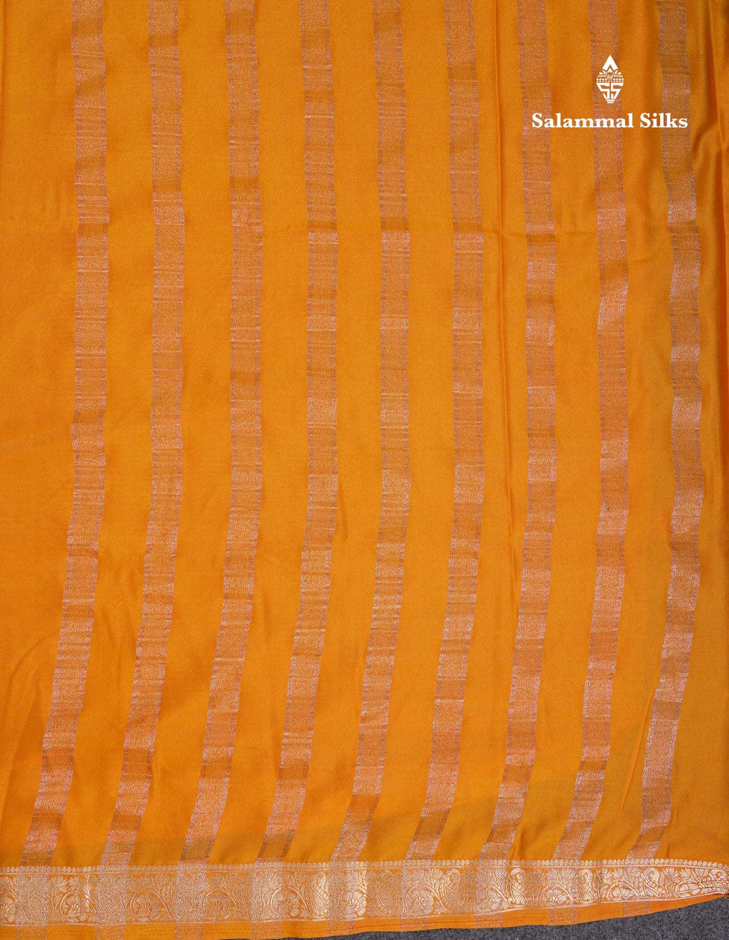 Beautiful Mustard Yellow Plain Semi Mysore Silk Saree With Small Traditional Zari Border