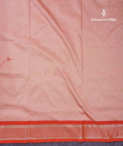 9.5 Yards Semi Silk Saree Light Chocolate with Contrast Maroon Traditional Border