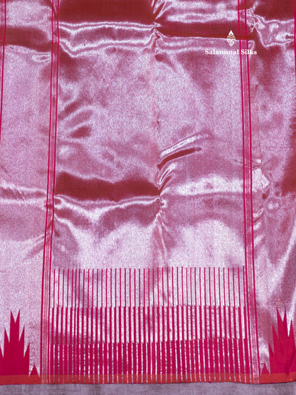 Pinkish Orange Colour 8Kol Pure Kanjivaram Silk Saree With Fancy Border