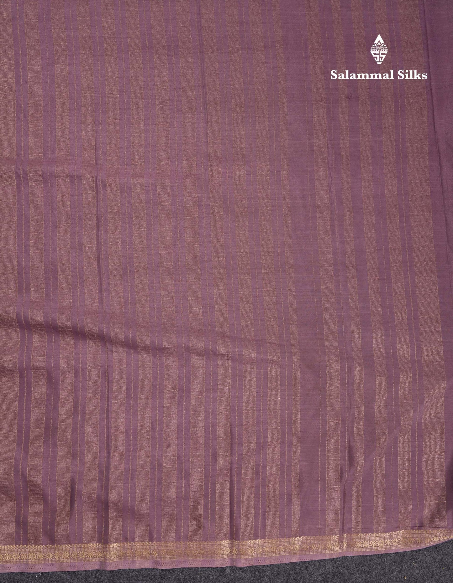 Beautiful Lavender Plain Semi Mysore Silk Saree With Small Traditional Zari Border