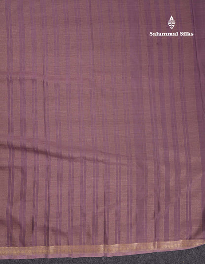 Beautiful Lavender Plain Semi Mysore Silk Saree With Small Traditional Zari Border