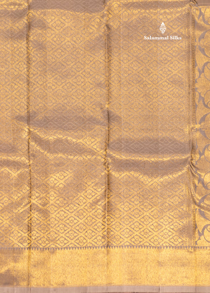 Fancy half white Pure Kanjivaram Silk Saree With Gold Zari Border