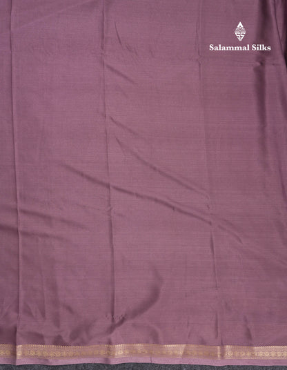 Beautiful Lavender Plain Semi Mysore Silk Saree With Small Traditional Zari Border