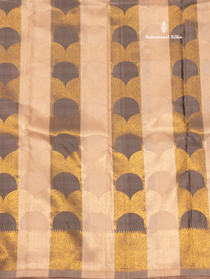 Fancy half white Pure Kanjivaram Silk Saree With Gold Zari Border
