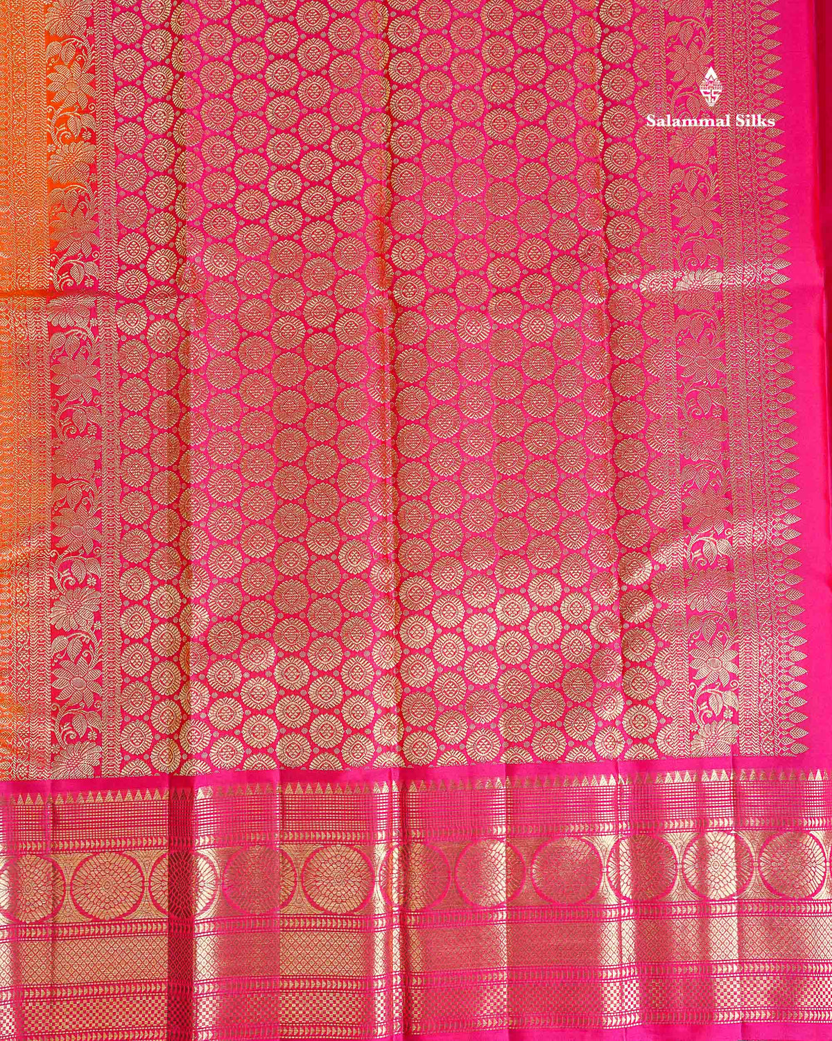 Pure Mix Silk Saree - Orange Colour Body With Contrast Pink Evening Morning Border