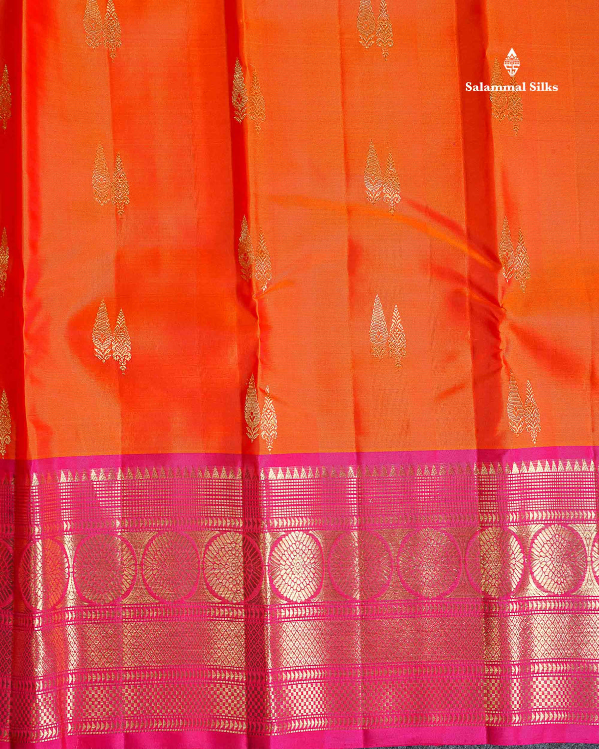 Pure Mix Silk Saree - Orange Colour Body With Contrast Pink Evening Morning Border