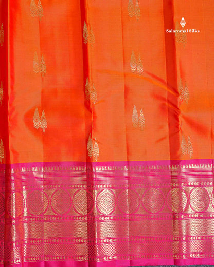 Pure Mix Silk Saree - Orange Colour Body With Contrast Pink Evening Morning Border
