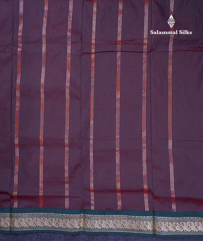 9.5 Yards Semi Silk Saree Orange with Contrast Bottle Green Traditional Border